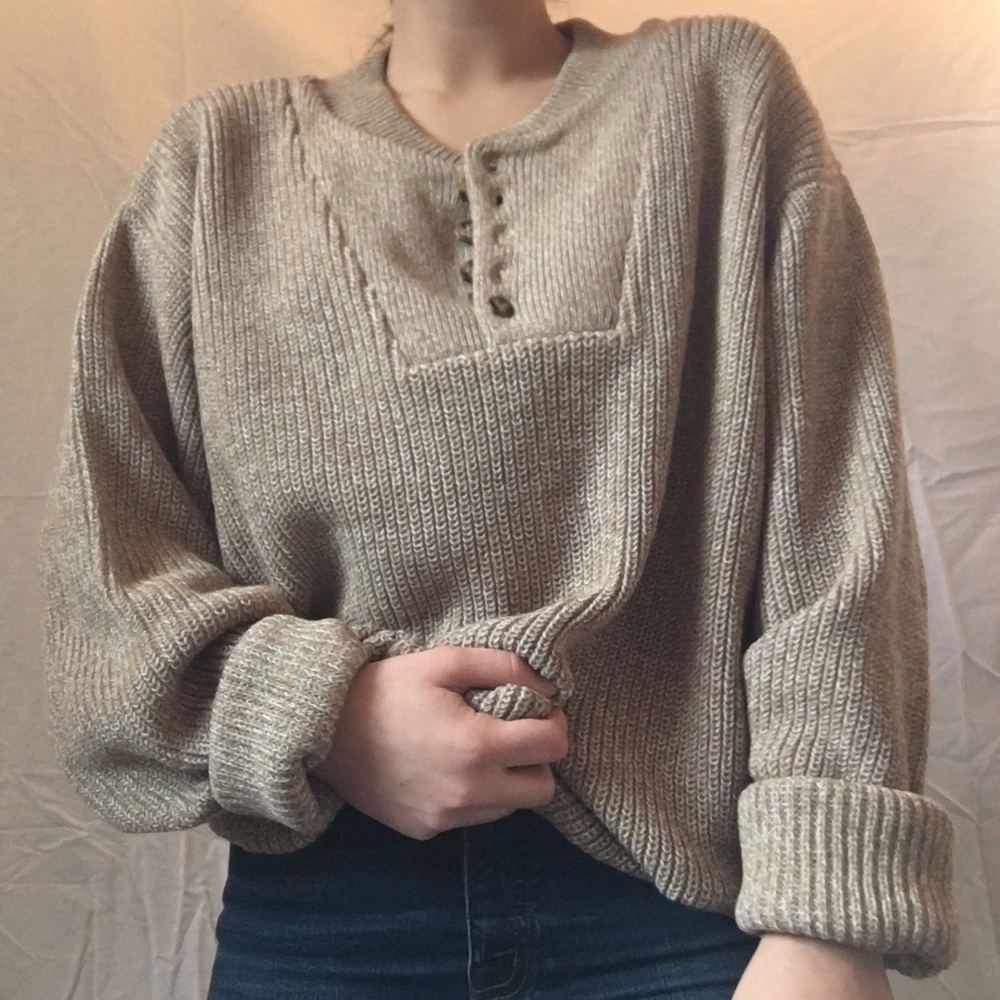 Vintage Oversized Henley Sweater - Picture 3 of 4